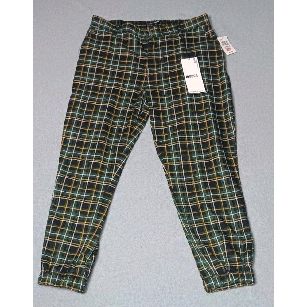 NWT! Almost Famous Plaid Jogger Pants Womens XXL Eclipse Green Skater Streetwear - Picture 1 of 15